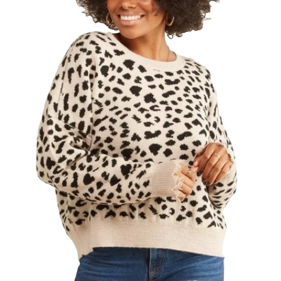 Nation LTD Sweaters - Nation LTD Trixie Baby Alpaca Cotton Cheetah Print Jacquard Knit Sweater Size M